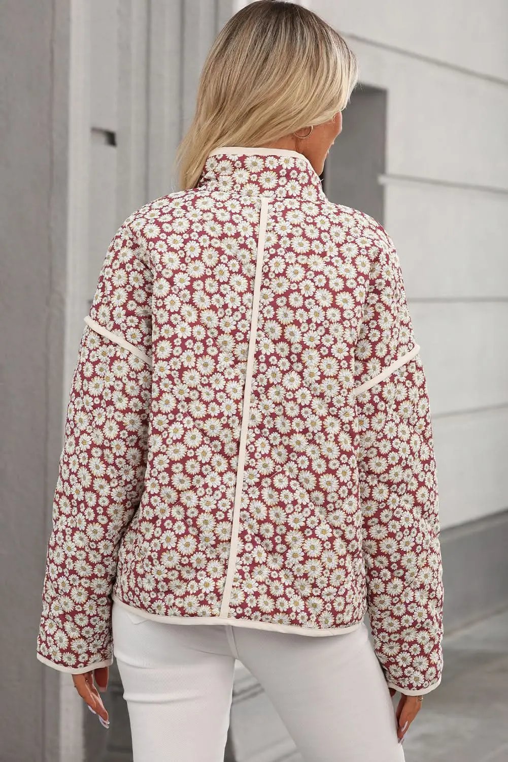 Chic pink floral coat with pockets - Love Salve